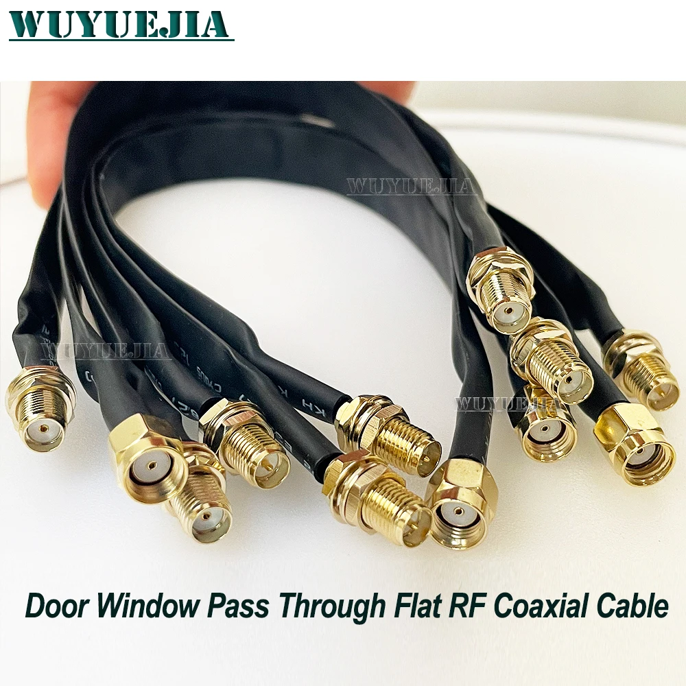 

20/30/40 CM SMA Type Door Window Pass Through Flat RF Coaxial Cable RP-SMA Male to SMA Female Jack 50 Ohm Pigtail Extension Cord