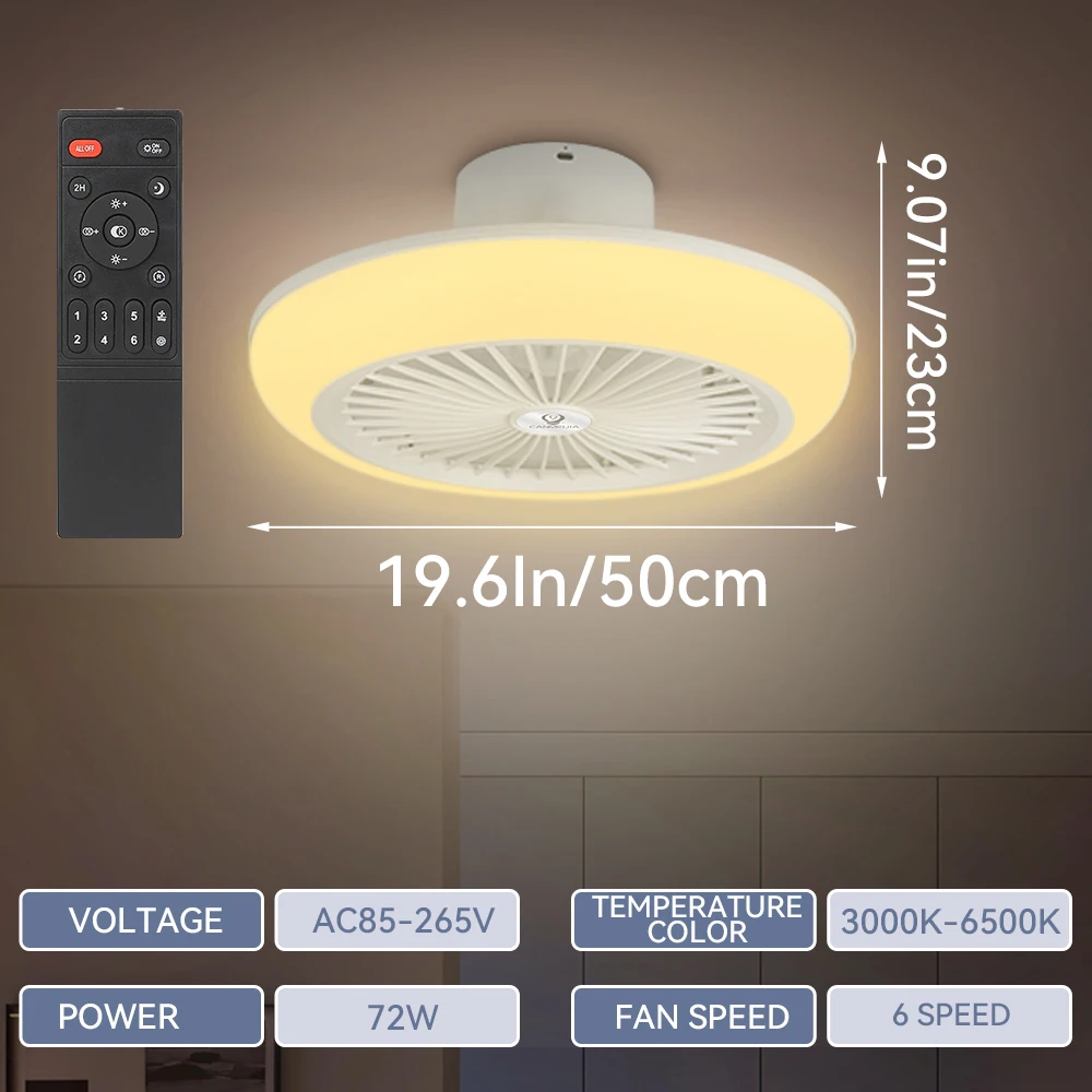 Imagem -05 - Ventilador de Teto com Controle Remoto de Iluminação Lâmpada Silenciosa sem Alimentação Portátil Brilho Decoração de Casa Sala Luz Led 85265v