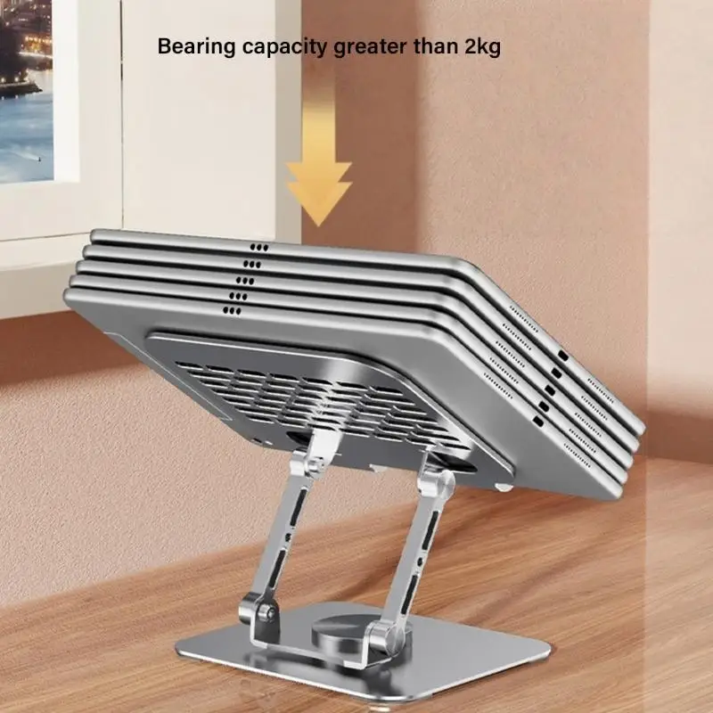 แท็บเล็ตโลหะยืนพร้อมแผ่นรองรับแผ่นฐานโทรศัพท์ตัวยึดแล็ปท็อปตัวยึดเต็มรูปแบบการหมุนเต็ม 83CF