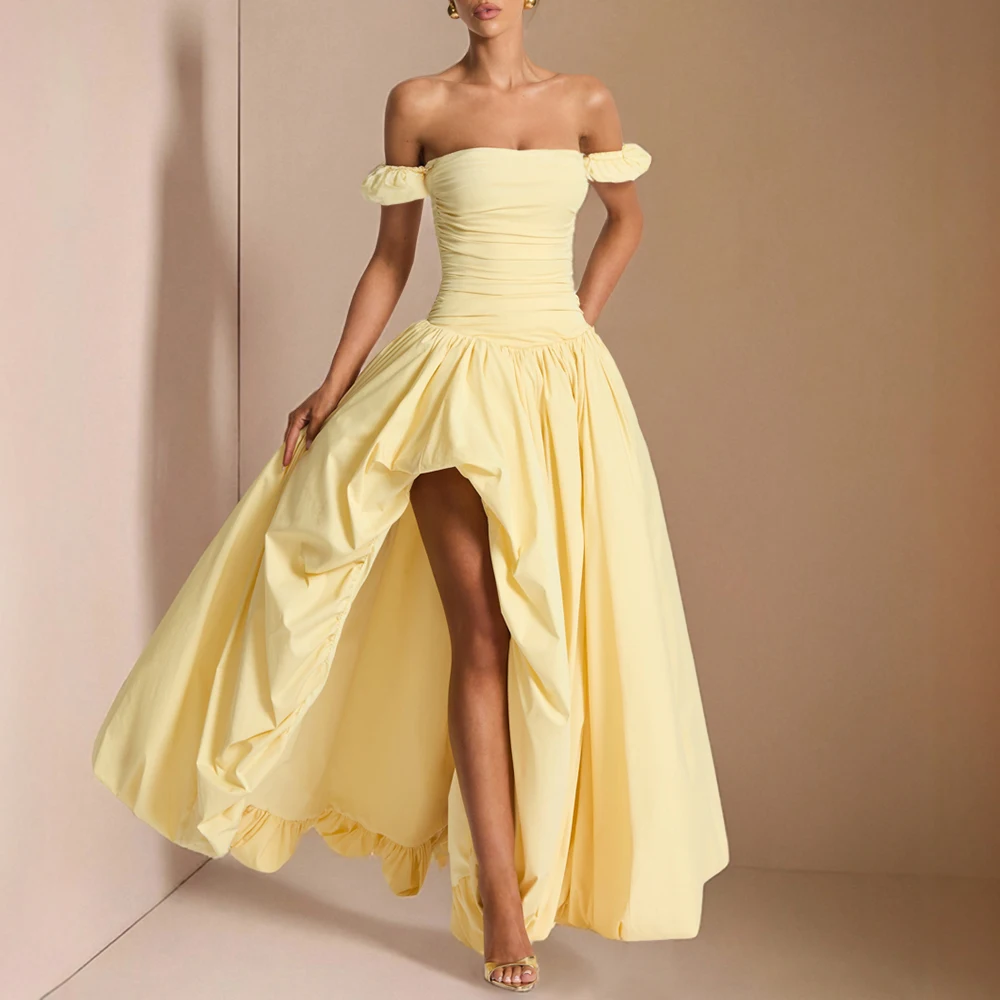 

Mia Muse Dresses Summer Fashion Elegant Side Slit Sleeveless Off Shoulder Maxi Evening Dresses For Women