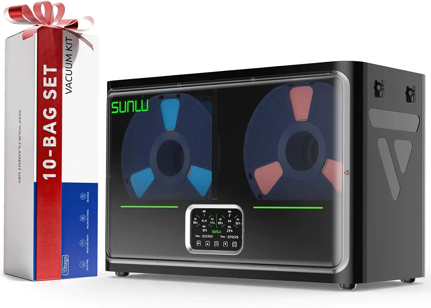 Sunlu S4 Pro Filament Dryer, Dual-Chamber Independent Temp Control, 380W Fast Heating to 85°C, 4 Spool 3D Printer Dehydrator wit