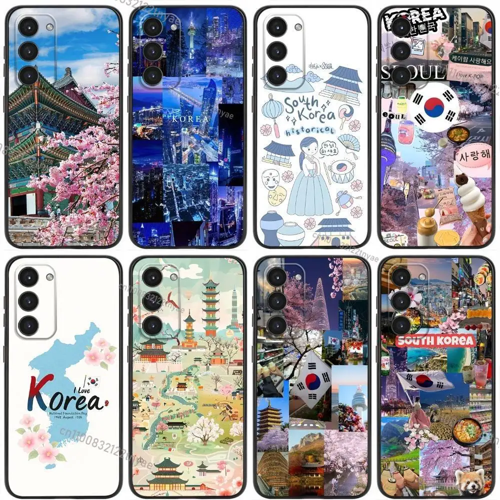 

South Korea SEOUL Travel Phone Case For Samsung Galaxy A20,21s,22,31,32,52,53,72,73,80,91 Soft Liquid Silicone Black Cover