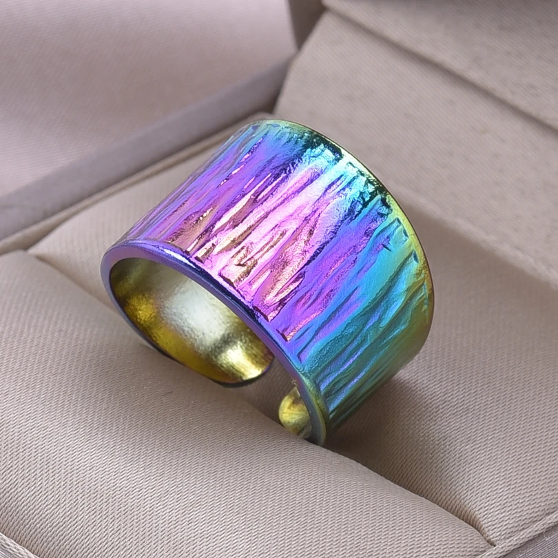 1pc Creative Irregular Wave Smooth Rings Concave-Convex Surface Wide Rings For Women Men Rainbow Creative Punk Gothic Rings Gift