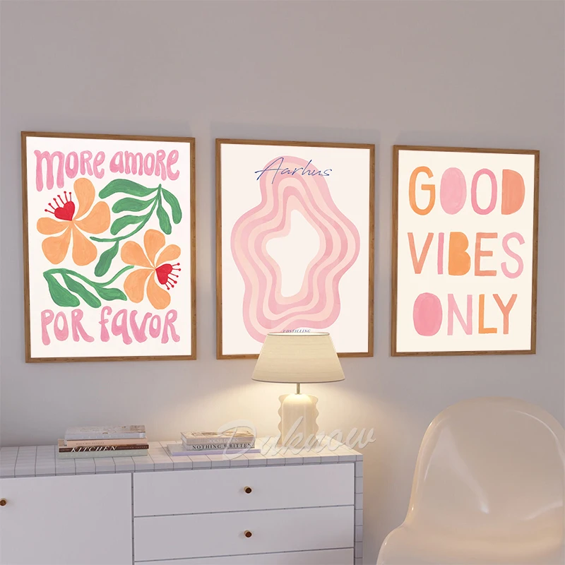Flowers Art Prints Nordic Cream Style Posters Minimalist Healing Color Dopamine Canvas Painting Living Room Wall Decor