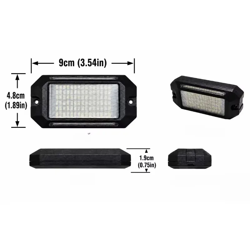STLLF 2Hr Rechargeable All Metal 108 LED Rock Light IP68 Waterproof 3-Side Emitting Off-Road Handlebar Switch Power Bank