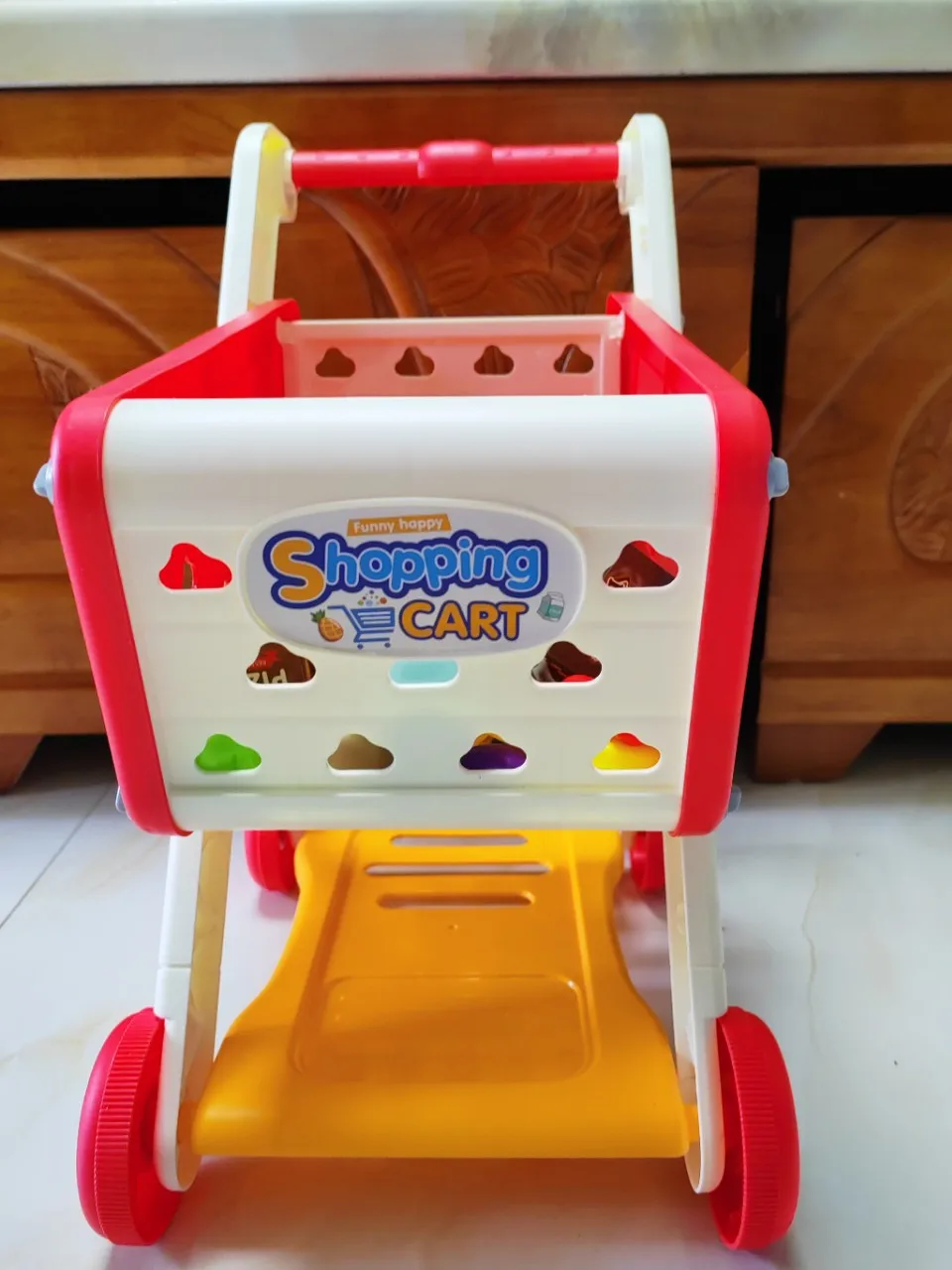 New Children Toys Kids Large Supermarket Shopping Cart Trolley Push Car Toys Basket Simulation Fruit Food Pretend Play House Toy