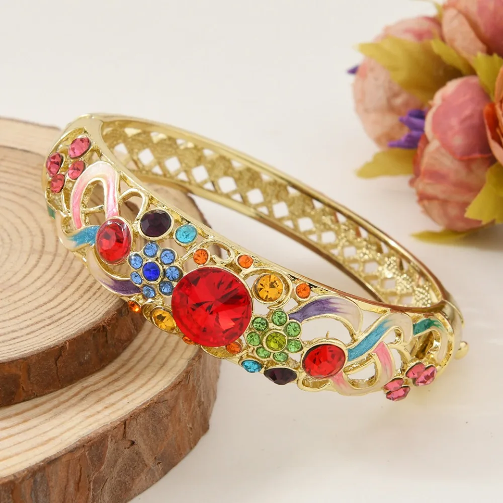 

Enamel Beijing Cloisonne Bracelet Traditional Chinese Women's Hand Bracelet Classic Flower Vintage Ethnic Bangles Accessories