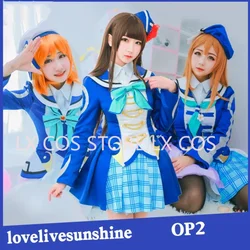 Max Sunshine Aqours OP2 Fight Song Takami Chika Sakurauchi Riko The Crew Cosplay Costumes Fancy Party Dress Uniform Outfit LL