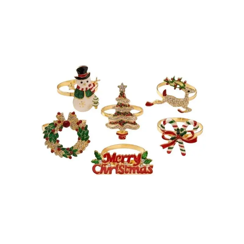 1Pc Christmas Napkin Rings Xmas Napkin Holder Rings Wreath For Holiday Party Dinner Table Decoration Christmas Decorations
