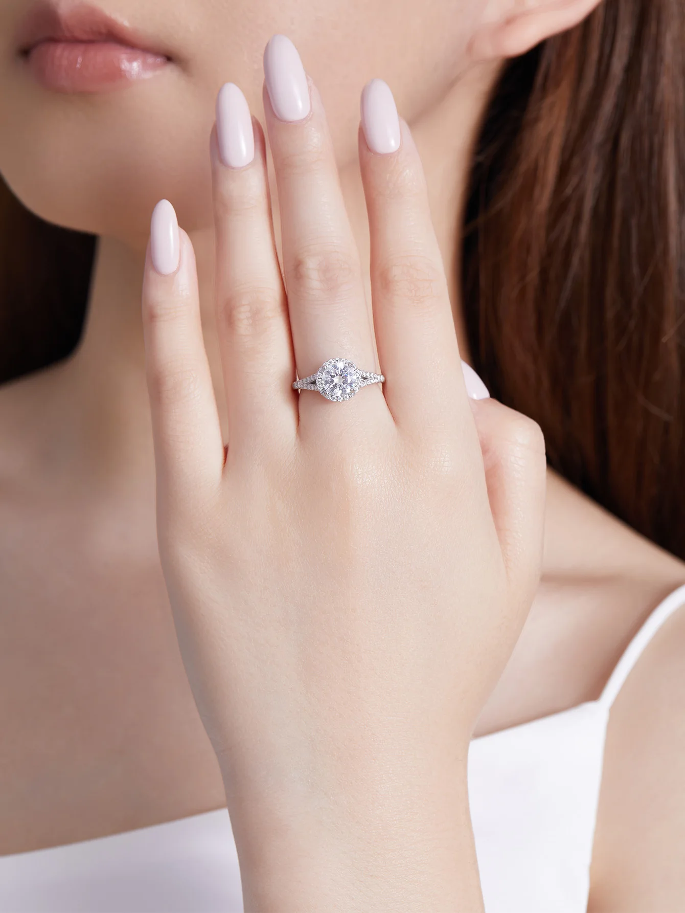 

Кольца с муассанитом 7,5 мм, двухрядное кольцо, кольца из стерлингового серебра 925 пробы для женщин с сертификатом Gra