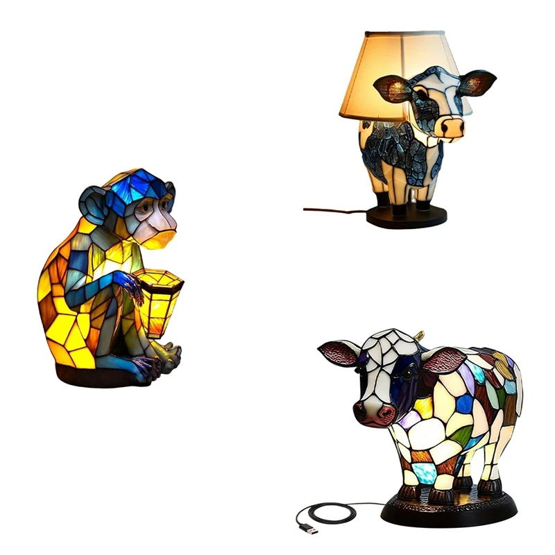 Table Lamp, Animal Table Lamp, Bedside Table Lamp With USB A+C Ports, Bedside Lamp For Living Room Bedroom