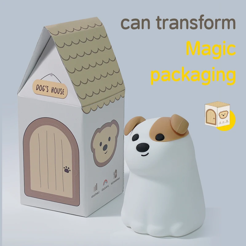 جرو Led ضوء الليل الحيوان RGB الملونة سيليكون الجدول مصباح الكلب القط لعب الاطفال عيد ميلاد عطلة الإضاءة فانوس قابل لإعادة الشحن