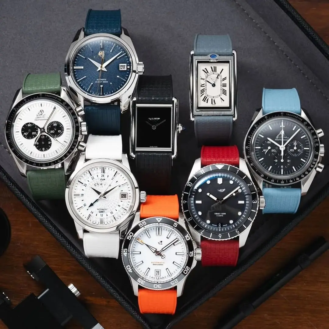 18 ملم إلى 24 ملم جميع المقاسات فسيفساء FKM حزام ساعة مطاطي لساعة رولكس كارتييه IWC أبل مع إطلاق سريع