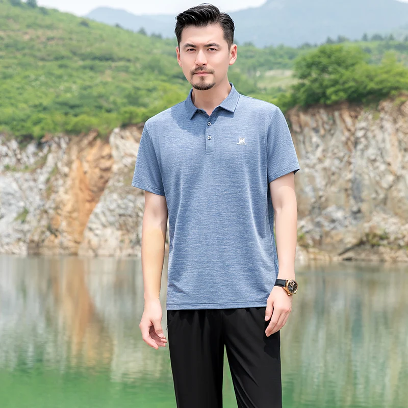 

Ice Silk ort Sve T-irt Set for Middle-Aged And ly Men Summer 2025 New Sle Dad Clothes Loose Fit Regular Length