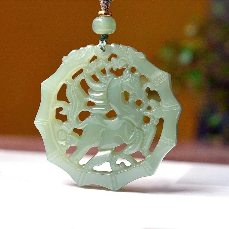 Exquisite Hotan Jade Qinghai Material Instant Success Pendant, Ethnic Style, Fashionable and Versatile