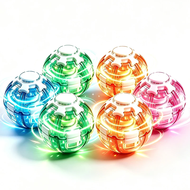 3D LED Magic Press To Fingertip Rotating Ball Stress Relieving Ball ADHD Focus Quiet Cool Gadgets Unique Gifts For Adults