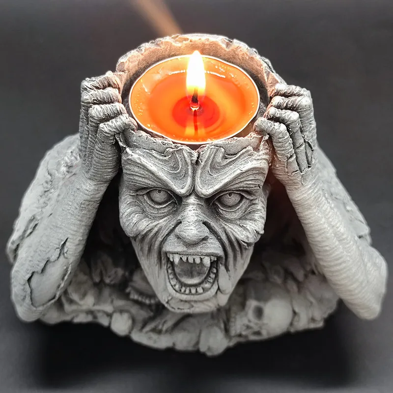 New! Dark Terror Zombie Candlestick Silicone Mold DIY Making Resin Gypsum Crafts Halloween Decorative Tools