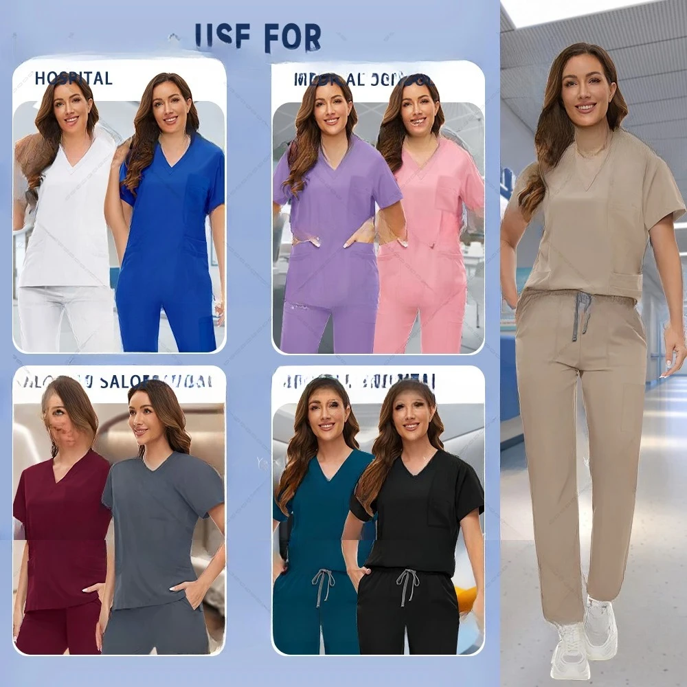 Unisex Medical Scrub Set Women Men Beauty Costume Medical Nurse Uniforms Nursing Clothes Nurse Doctor Dentist Workwear Wholesale