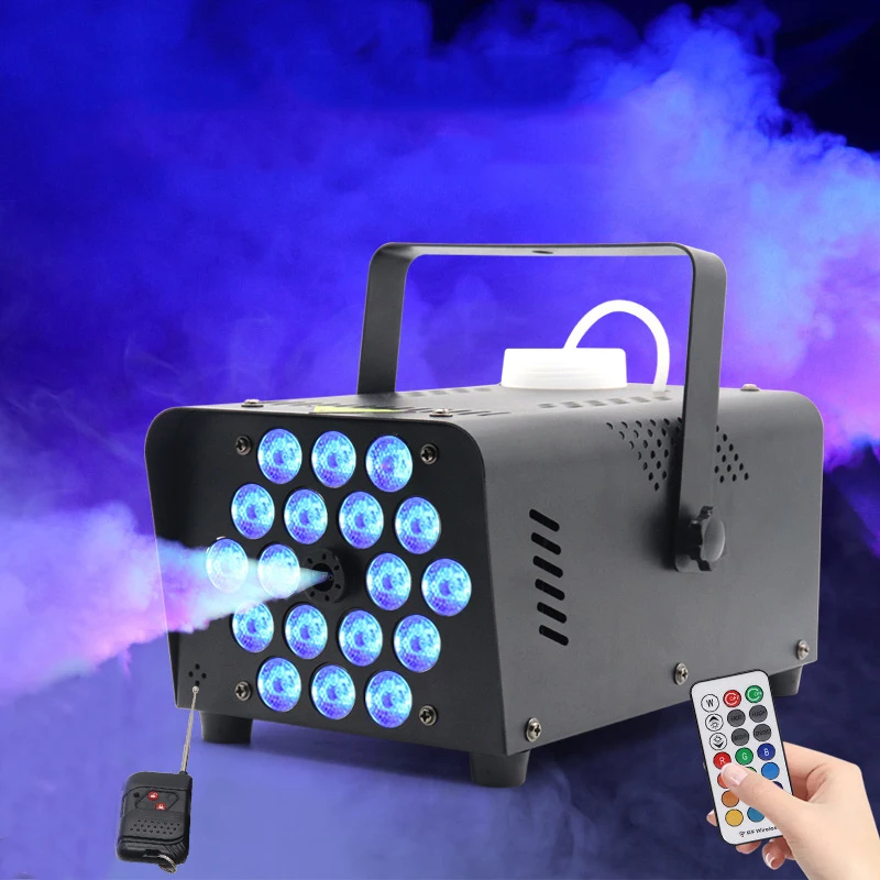 Machine à fumée avec télécommande sans fil, 18 LED RGB, 13 couleurs, pour DJ, mariage, fête d'halloween, effet de scène, Machine à brouillard