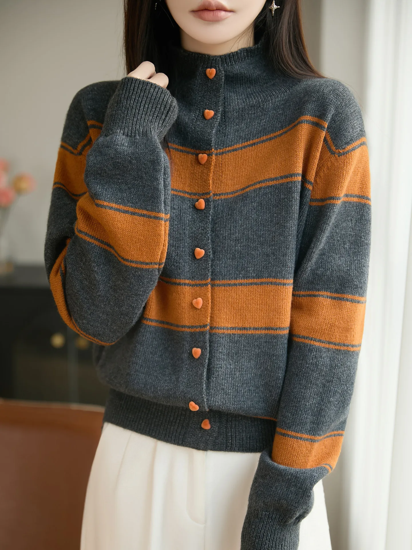 

Утягивающий вязаный свитер в Корейском стиле, винтажный полосатый открытый кардиган, женский модный повседневный свободный крой, длинный све