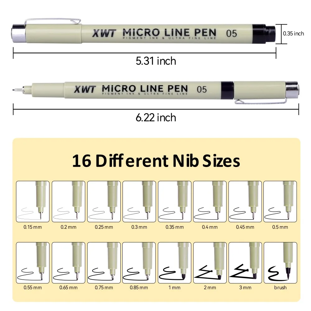 Micro Fineliner Pens Black Drawing Art Pens Markers Soft Brush Sketch Outline Pen Stationery Waterproof Ink Set Artist Supplies
