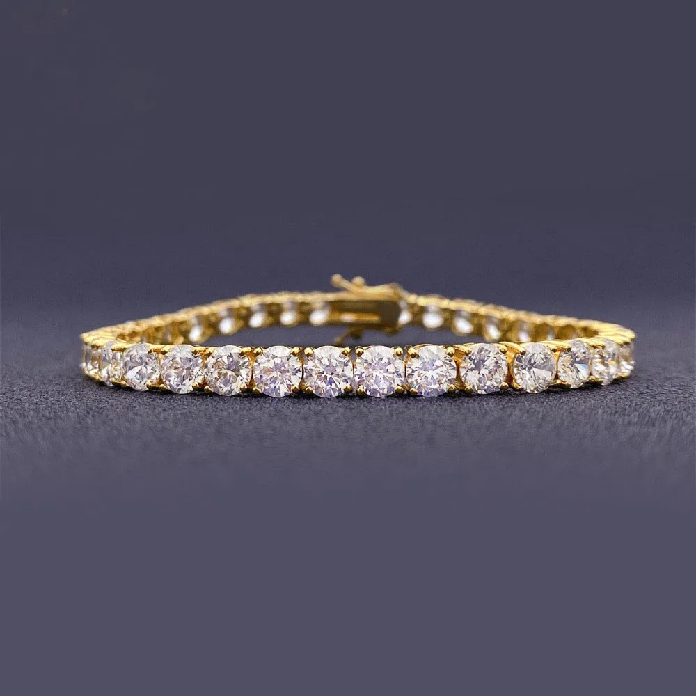 

Hiphop Bling 5a Zircon Tennis Chain Bracelet Plated 18K Gold Cubic Zirconia Link Bracelets Bangle for Women Men Fashion Jewelry