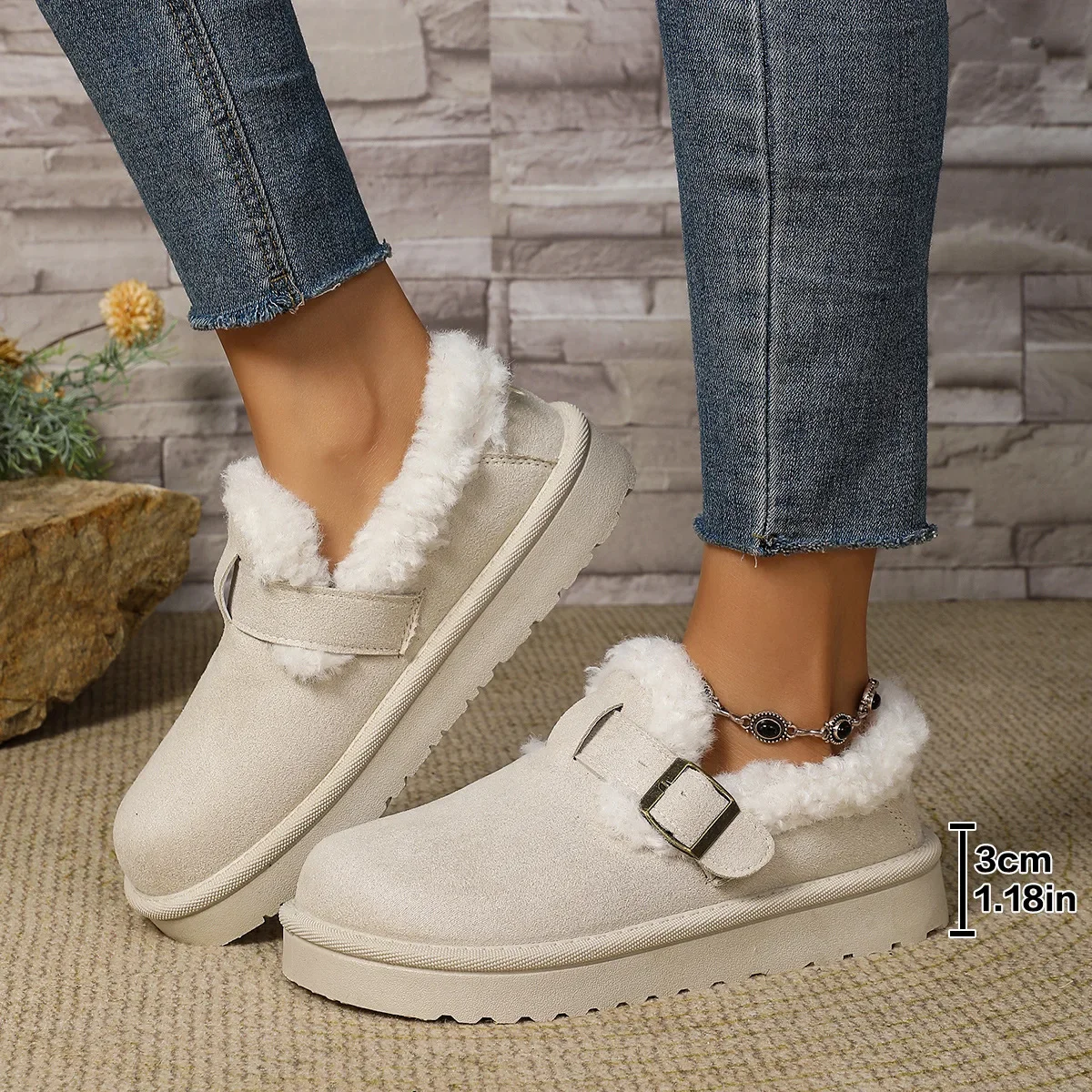 صوف مبطن أحذية الشتاء طالب حذاء كاجوال سميكة الثلوج الأحذية الفول الفراء الأحذية جولة تو المطاط أسفل النمط الكوري #5