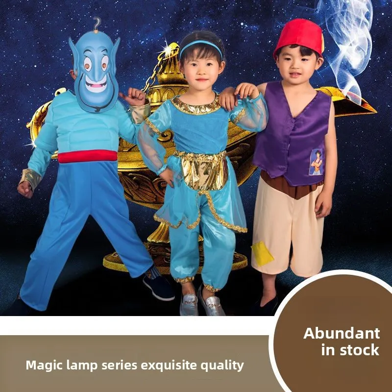 Disfraz de Príncipe Aladdín para Niños, Camiseta Musculosa, Linterna Mágica de Cuento de Hadas, Rata Callejera, Disfraz de Genio para Niños Pequeños, Máscara de Halloween