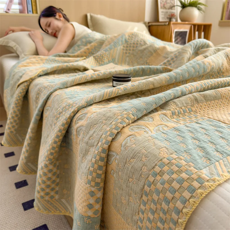 

2025 new cotton three-layer gauze multi-functional towel quilt pure cotton blanket office lunch break blanket