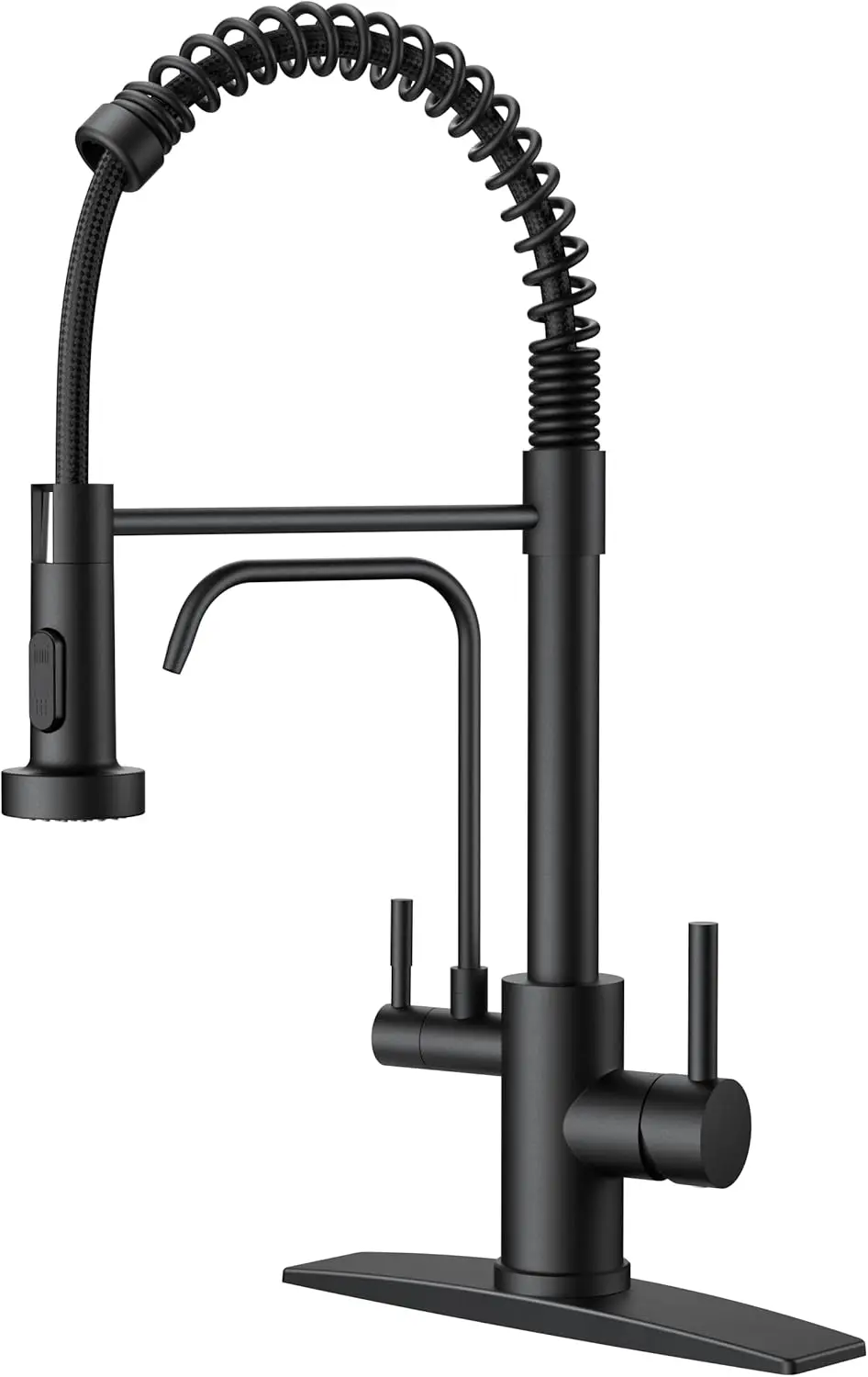 

Black 2-Handle Pull-Down Kitchen Faucet with Filter, Stainless Steel Farmhouse Bar Sink Faucet