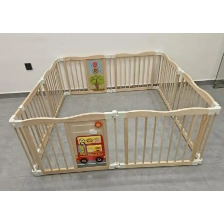 

Деревянный манеж-ограждение для детей - регулируемый, с защитными перилами, натуральное покрытие, экологичный и прочный.