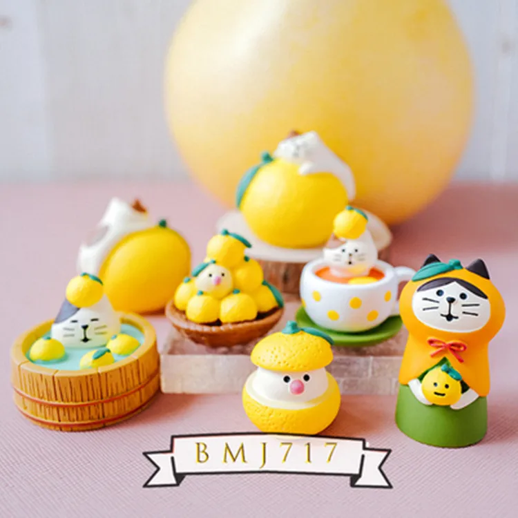 Zakka Orange Cat Resin Ornaments Japanese Honey Citrus Desktop Craft Home Scenic Decoration Desktop Jewelry Collection Gift Toys
