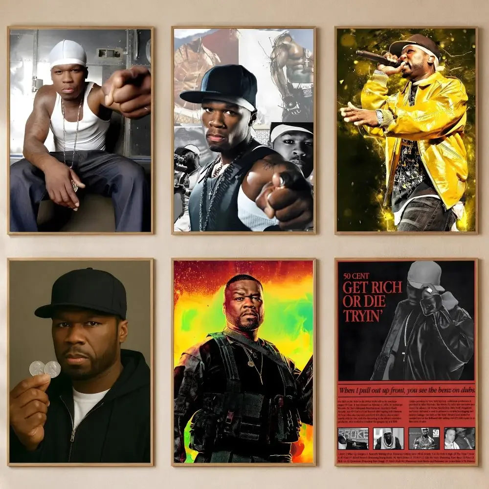Rapper 50 Cent Poster PP Self-Adhesive Bedroom Gaming Cafe/Bar Vintage Aesthetic Decor Ideal Gift