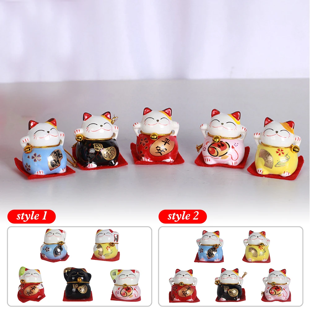 Zhaocai Cat Kit Cute Mini Ceramic Zhaocai Cat Car Safety Decoration Home Desk Surface decoration