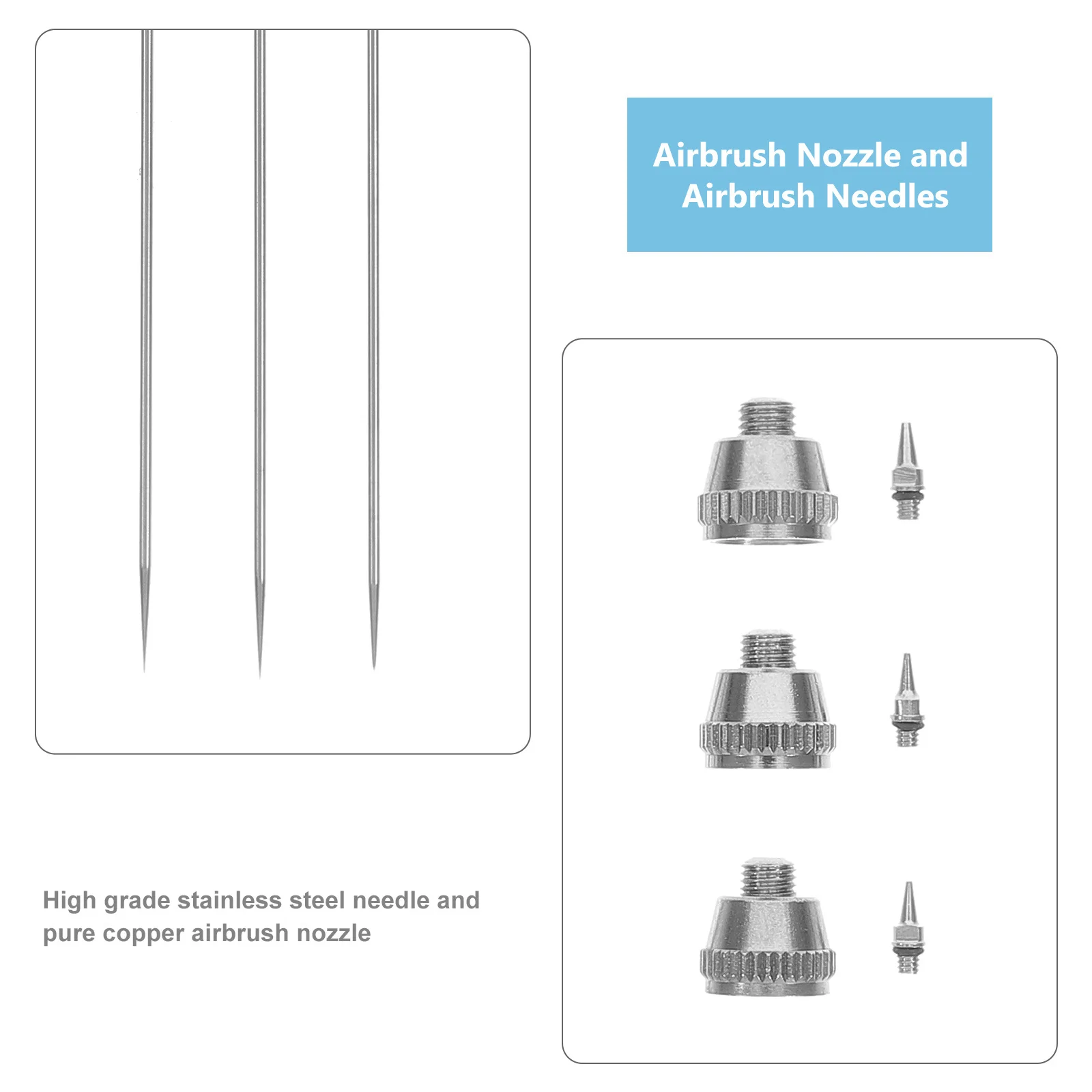 1 مجموعة عالية الجودة الفولاذ المقاوم للصدأ البخاخة إبرة النحاس النقي فوهة استبدال عدة ل المهنية البخاخ الدقة أجزاء الفن