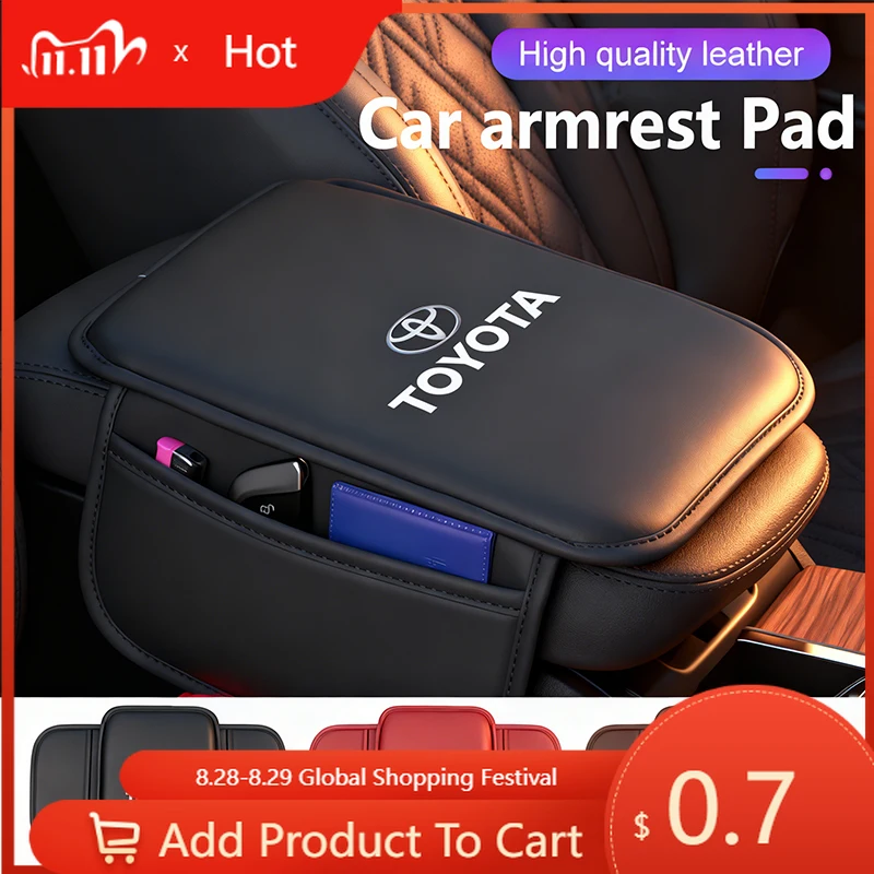 

Fot Toyota 2026, новый автомобильный коврик для подлокотника, кожаная защитная подушка для центральной консоли для Toyota Fortuner Highlander Mark-X Mirai Hillix