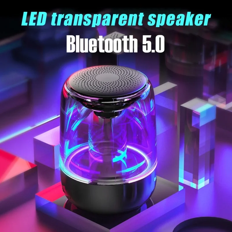 C7 Bluetooth Speaker Transparent Crystal Speaker Colorful Atmosphere Light Emitting Wireless Speaker Sound Box 6D Subwoofer Gift