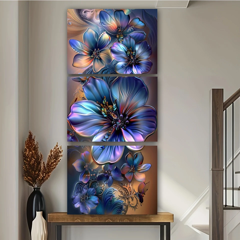 Triptych Blue Flowe…