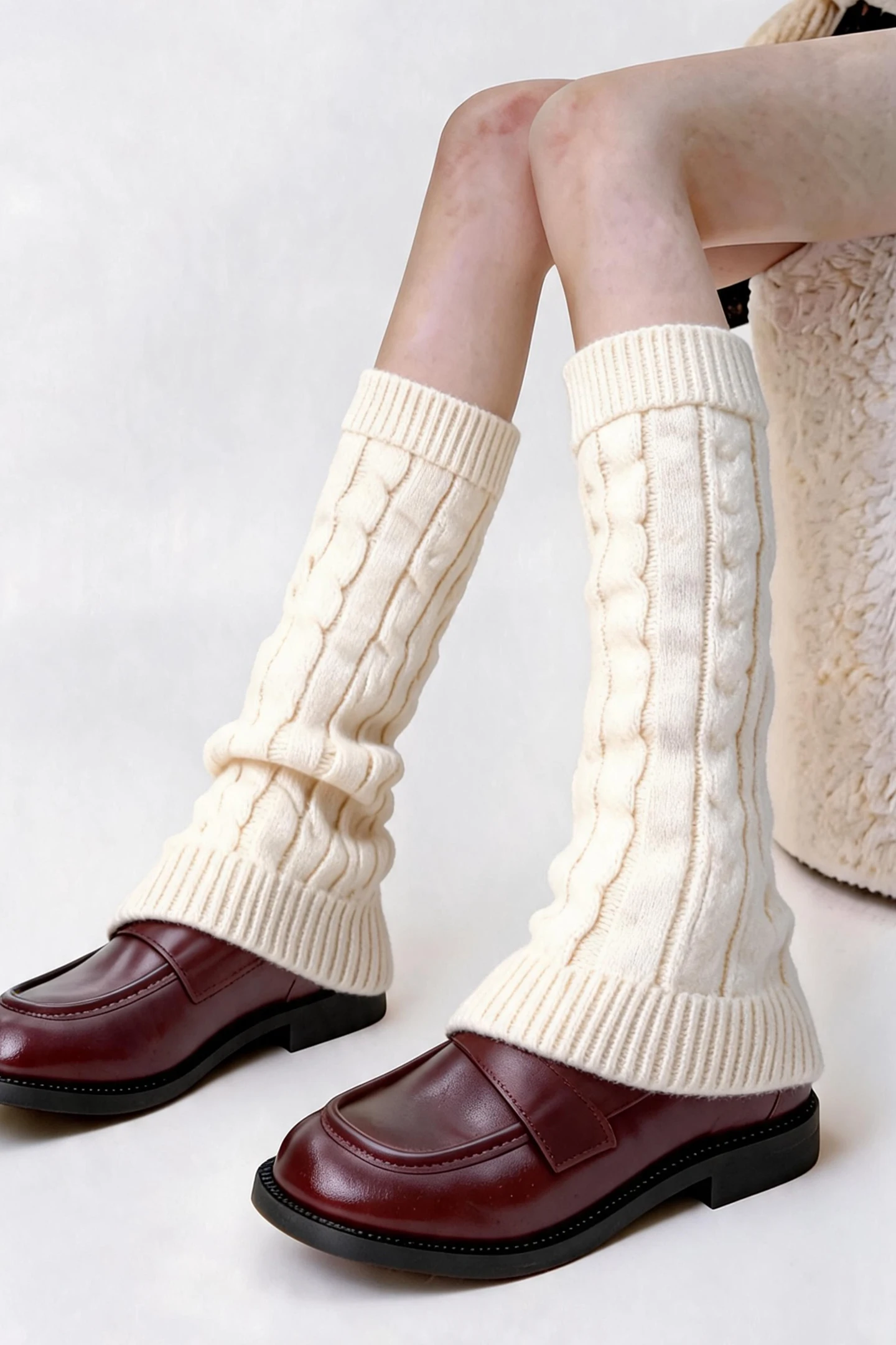 100% Pure Wool Socks Pile Socks In Autumn And Winter Women's Knitted Leggings Ankle Leggings Stockings Snow Boots Socks