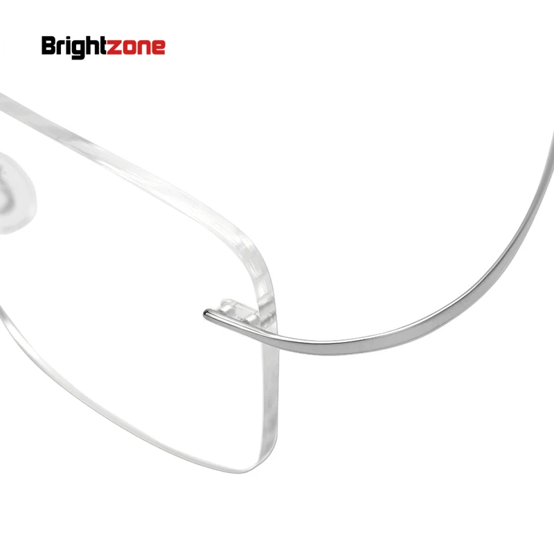 Brightzone Kacamata Optik Rx-able Titanium Murni Tanpa Bingkai Bulat Oval Antik Kacamata Resep Miopia Kacamata Uniseks