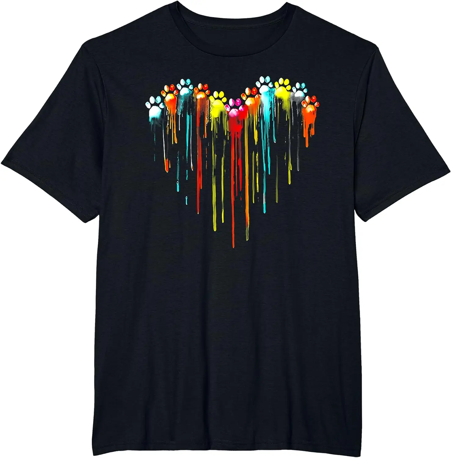 colorful dog paw heart print T-Shirt