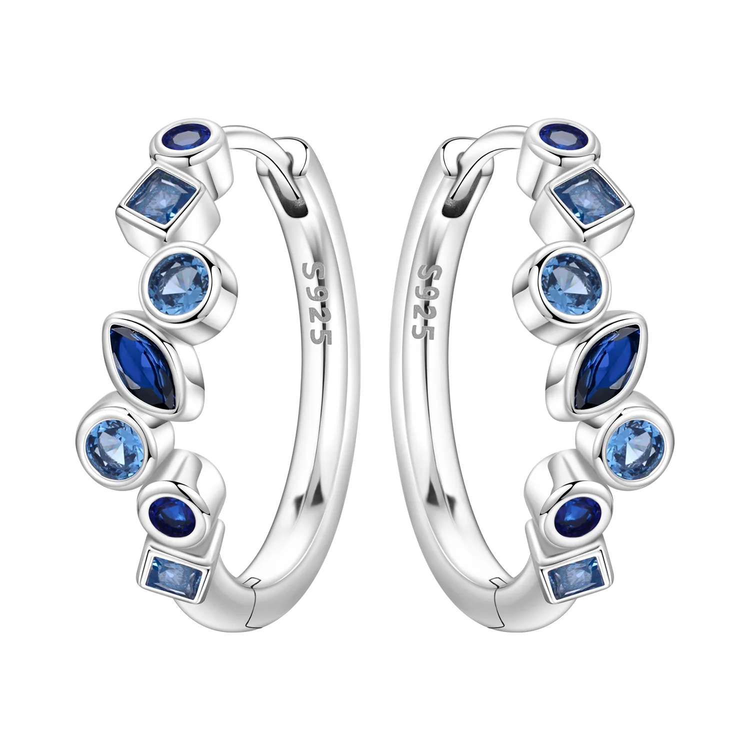 CYCUFF S925 Sterling Silber Blauer Zirkon Minimalistische Ohrringe Creolen Damenschmuck Original Trendige Jubiläumsgeschenke
