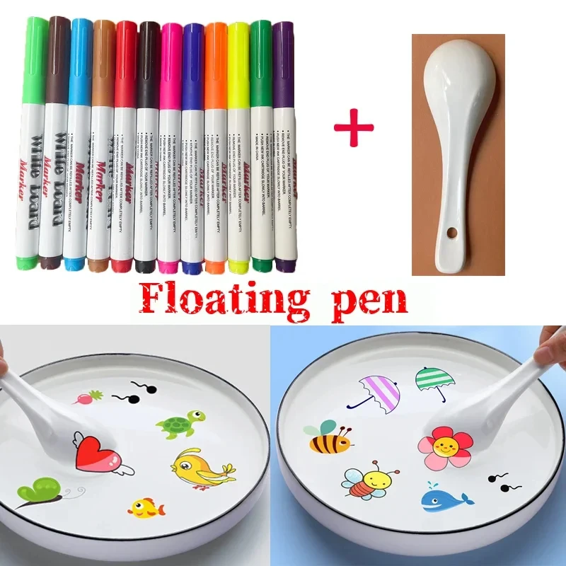 8/12Color Magical Water Painting Pen Colorful Mark Pen Markers Floating Ink Pen Doodle Water Pens Children Early Education Toys