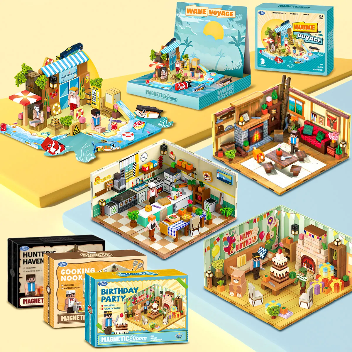 My 3D World Magnetic Building Blocks, Hunter + Cooking + Birthday Building Blocks Children's Toy Gift