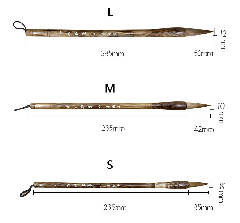 EZONE-pincel de escritura para práctica de caligrafía, portalápices de bambú, pinceles de pelo de Lobo, papelería para estudiantes, suministros de