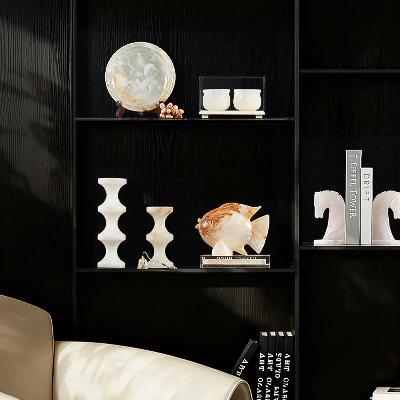 Ornament high-end niche medieval imported Afghan jade fish ornament office clubhouse living room wall cabinet
