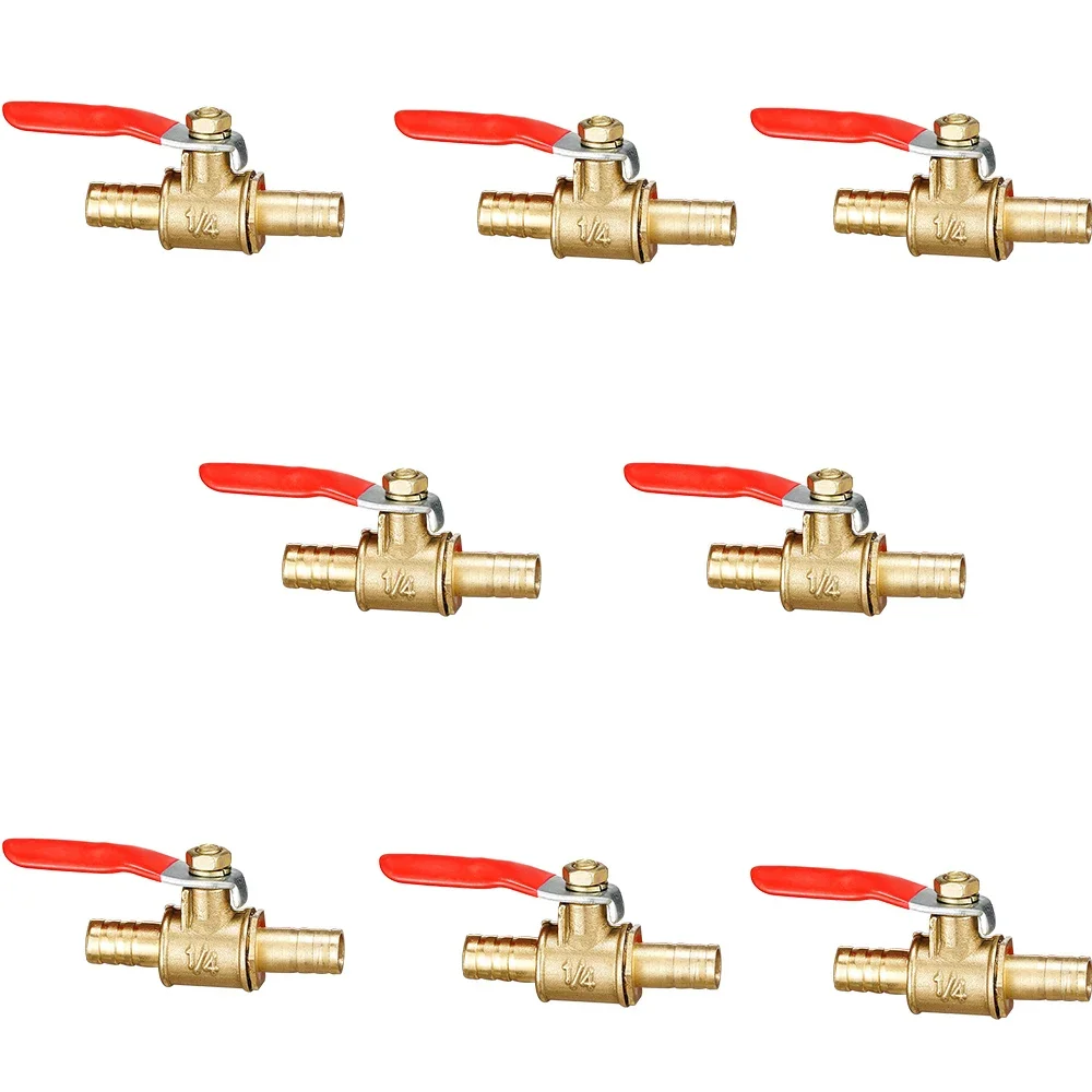 6mm 8mm 10mm12mm Hose Barb red handle Valve  Inline Brass Water Oil Air Gas Fuel Line Shutoff Ball Valve Pipe Fittings