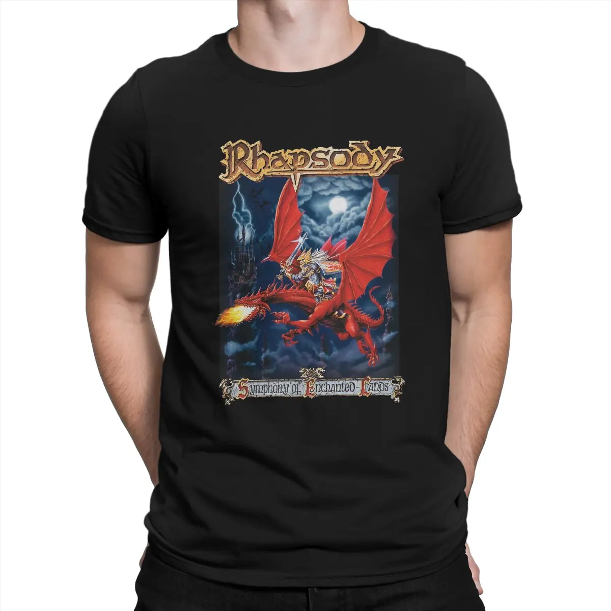 Rhapsody Symphony Of Lands T-Shirt for Men Maiden Heavy Metal Awesome Tees O Neck Short Sleeve T Shirts Classic Tops