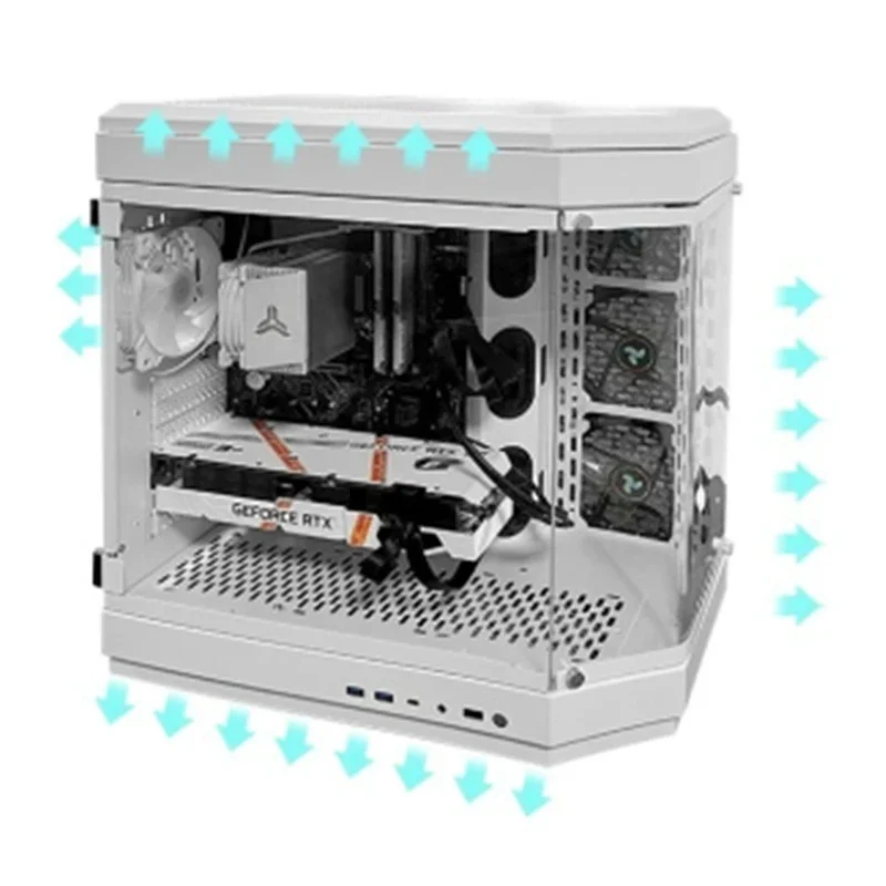 Sea View Room-Caso ATX para computador, console de mesa, lado branco, ventilador de jogo transparente, mundo subaquático, M-atx