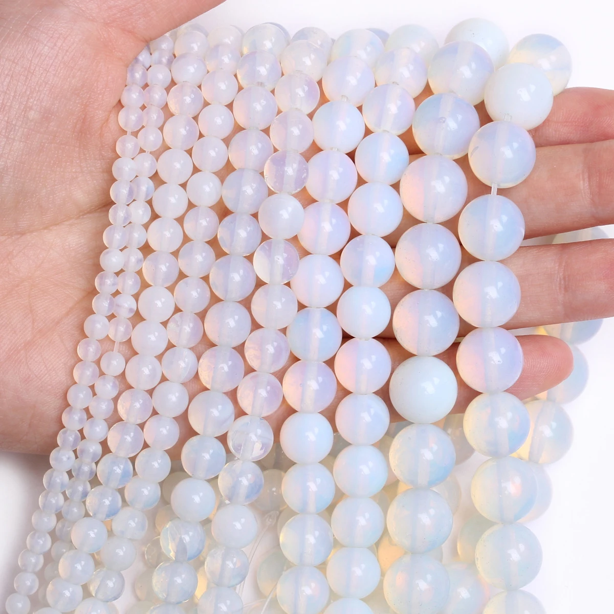 Natural Stone White Translucent Opal Stone Beads DIY Bracelet Round Spacer Beads Accessories for Jewelry Making 4/6/8/10mm